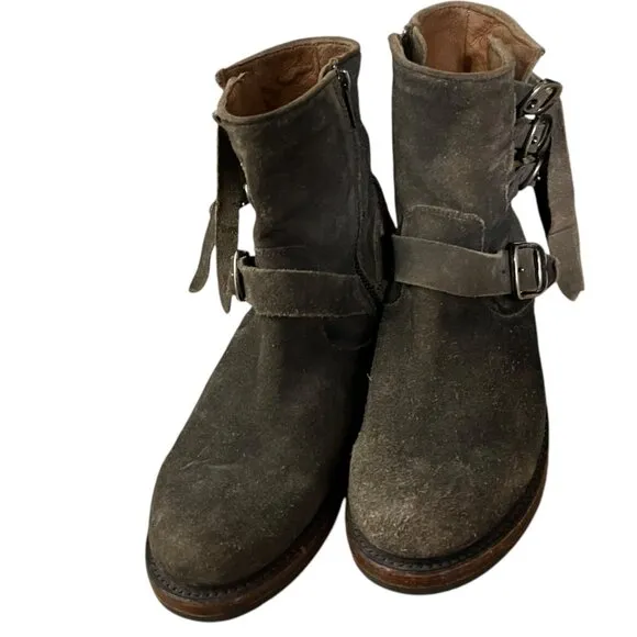 Frye Veronica Suede Buckle Strap Ankle Boots With Buckle Straps 9.5
