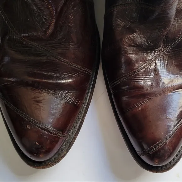 Gavel Eel Skin Exotic Leather Cowboy Western Boots Embroidered Scroll