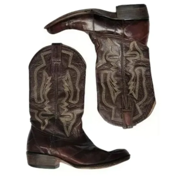 Gavel Eel Skin Exotic Leather Cowboy Western Boots Embroidered Scroll