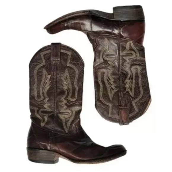 Gavel Eel Skin Exotic Leather Cowboy Western Boots Embroidered Scroll
