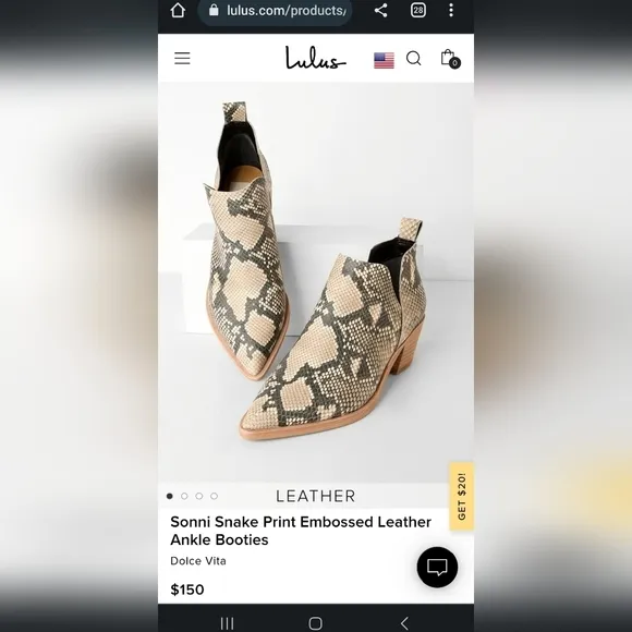 Genuine leather Snake skin booties Nordstrom NIB