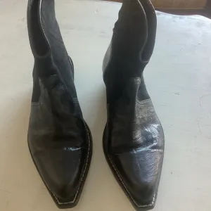 Genuine Suede &amp; Leather “cowboy “ Ankle Boots, soft leather, dark Black.