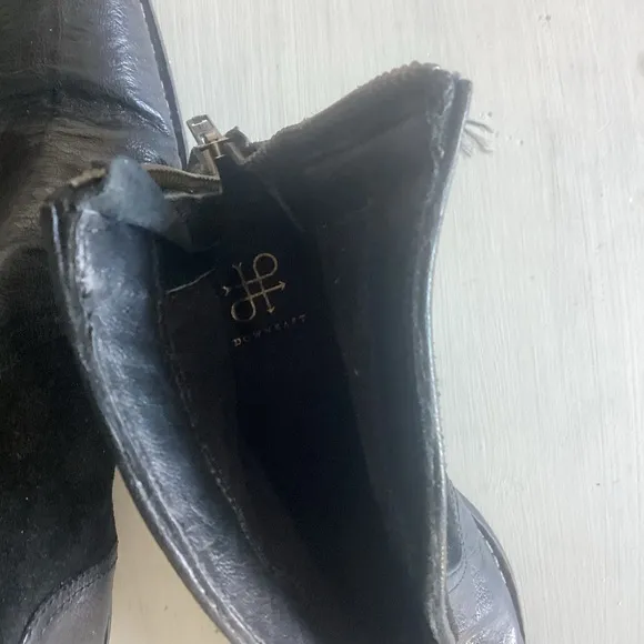 Genuine Suede &amp; Leather “cowboy “ Ankle Boots, soft leather, dark Black.