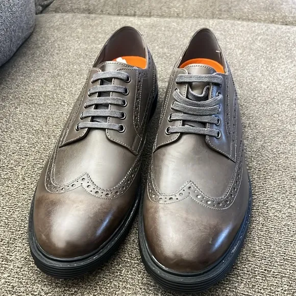 George Brown Bilt Spike Wing Tip Oxford Genuine Leather Dress Shoes  Si…