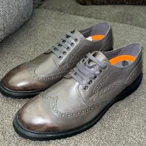 George Brown Bilt Spike Wing Tip Oxford Genuine Leather Dress Shoes  Si…