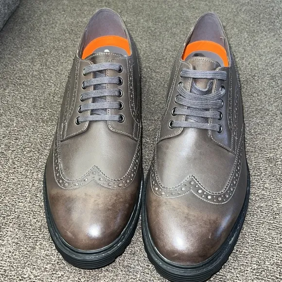 George Brown Bilt Spike Wing Tip Oxford Genuine Leather Dress Shoes  Si…
