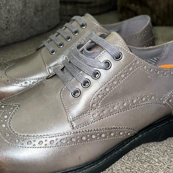 George Brown Bilt Spike Wing Tip Oxford Genuine Leather Dress Shoes  Si…