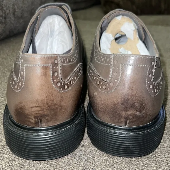 George Brown Bilt Spike Wing Tip Oxford Genuine Leather Dress Shoes  Si…