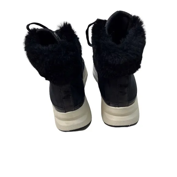 Geox Backsie Amphibiox Winter Boots Animal Print Faux Fur Black Size 7.5 Lace Up