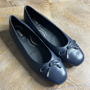 GEOX Leather Navy Ballerina Annytah Flat Shoes 42