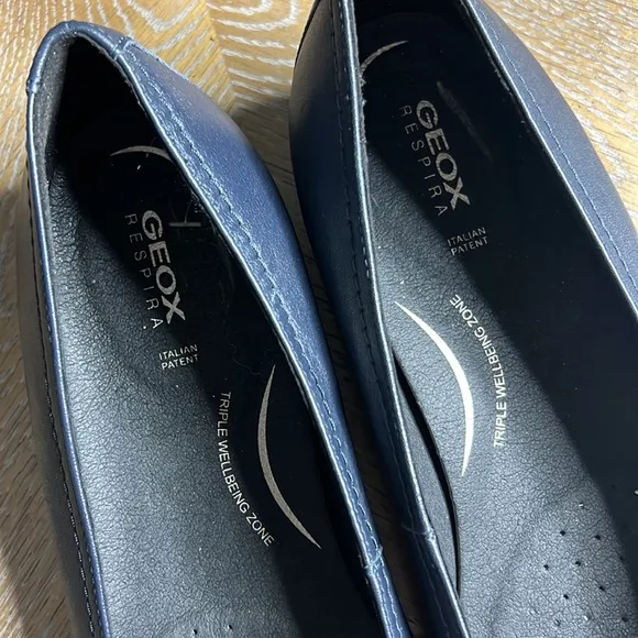 GEOX Leather Navy Ballerina Annytah Flat Shoes 42