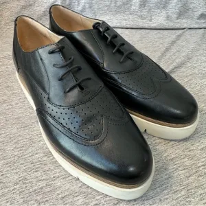 GEOX Respira Black platform Oxford Wingtip Shoes, Women’s Size 39 (8.5), NWOT