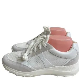Geox respira Women's Suede Leather Sneakers Trainers white Wire 1X ATHLETICS