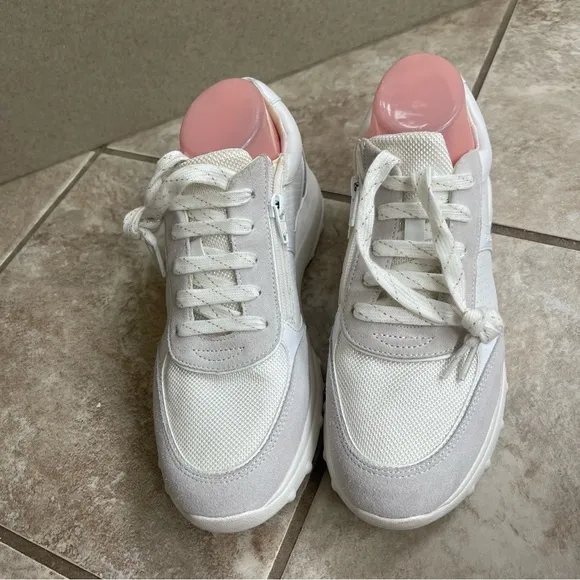 Geox respira Women's Suede Leather Sneakers Trainers white Wire 1X ATHLETICS
