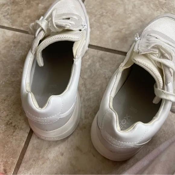 Geox respira Women's Suede Leather Sneakers Trainers white Wire 1X ATHLETICS