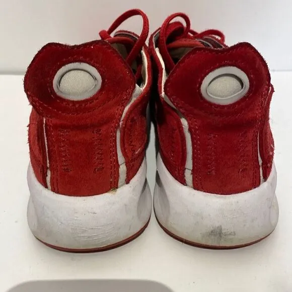 Geox Respire Men's Perforated Suede Lace-up Sneakers In Red Size 8