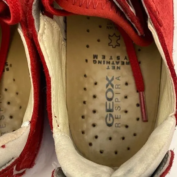 Geox Respire Men's Perforated Suede Lace-up Sneakers In Red Size 8
