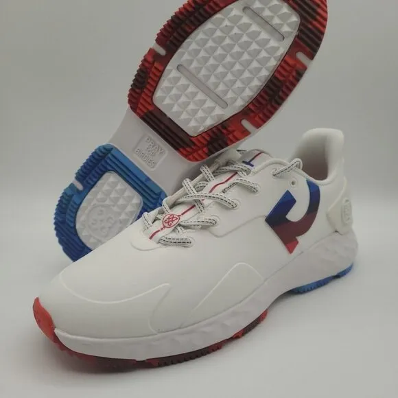 G/Fore Striped Quarter G MG4  Men's Size 12 White Red Blue Golf Shoes G4MS23EF28