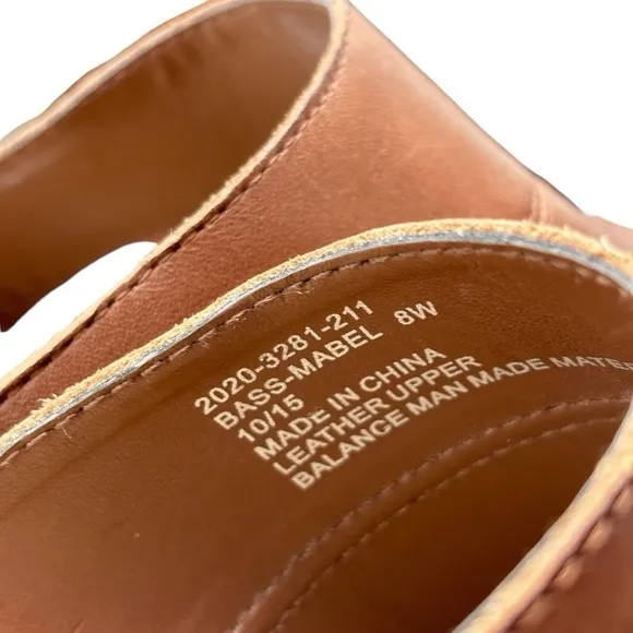 G.H. Bass &amp; Co Mabel Sandals Womens Size 8W Brown Leather Slip On Wedge Heel