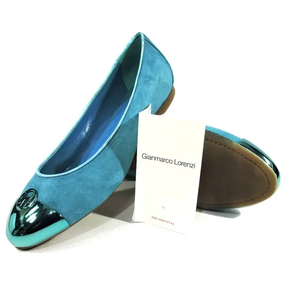 GIANMARCO LORENZI 🇮🇹 WOMEN'S BLUE SUEDE FASHION BALLET