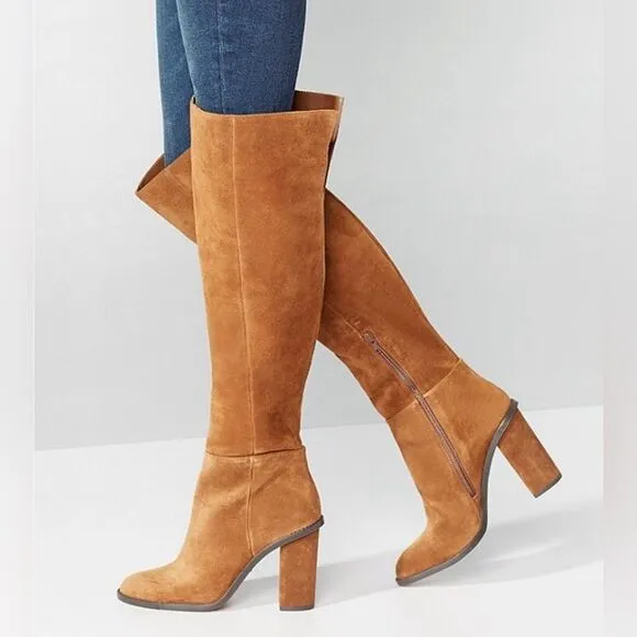 Gianni Bini Barrine Suede Over-the-Knee Block Boots Size 6