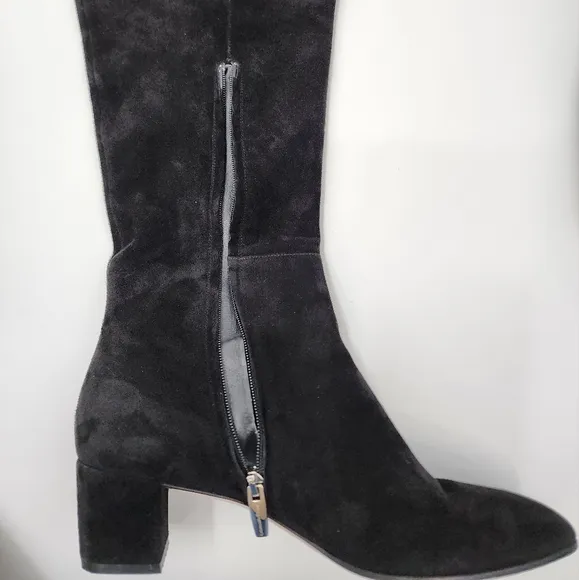 Gianvito Rossi Black Suede Knee High Boots 39.5
