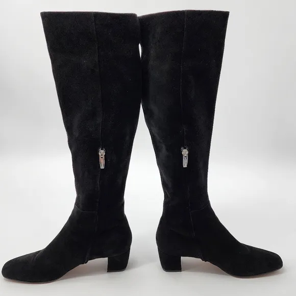 Gianvito Rossi Black Suede Knee High Boots 39.5
