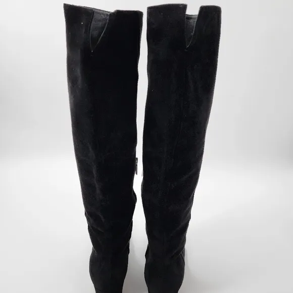 Gianvito Rossi Black Suede Knee High Boots 39.5