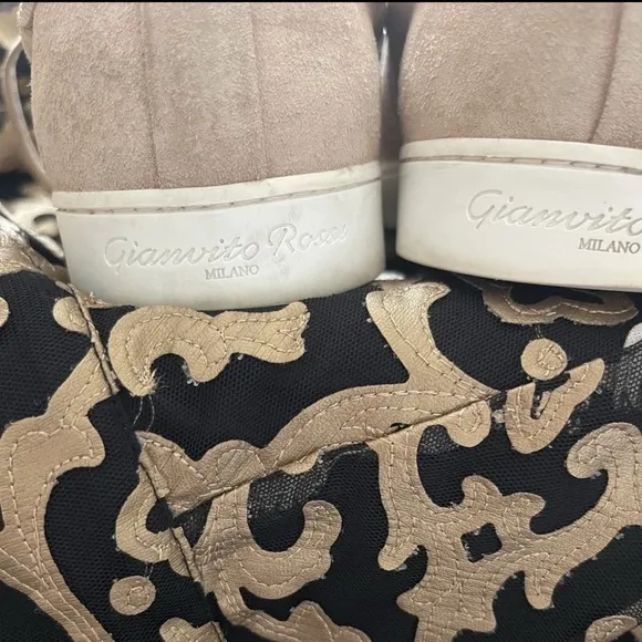 Gianvito Rossi Men’s Suede Leather Trimmed Pink Low Top Lace Up Sneakers 42/US9