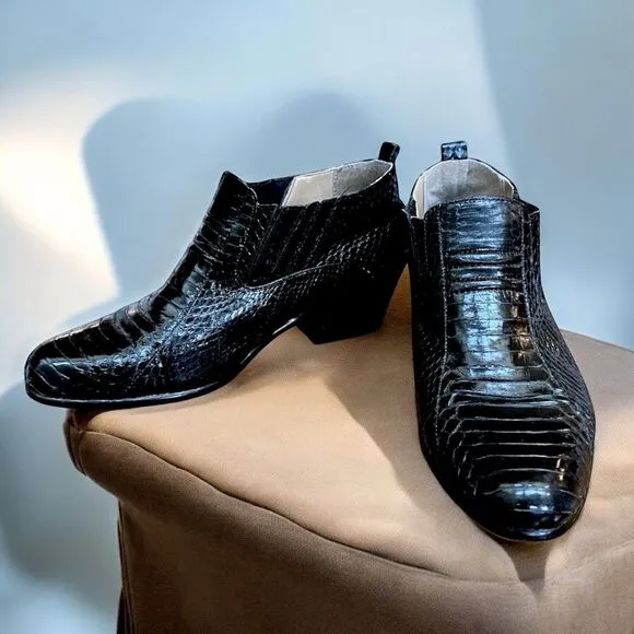 Giorgio Brutini Mens Ankle Boots Dress Shoes Sz 10 M GENUINE SNAKE SKIN Black