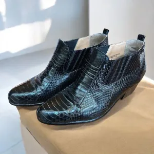 Giorgio Brutini Mens Ankle Boots Dress Shoes Sz 10 M GENUINE SNAKE SKIN Black
