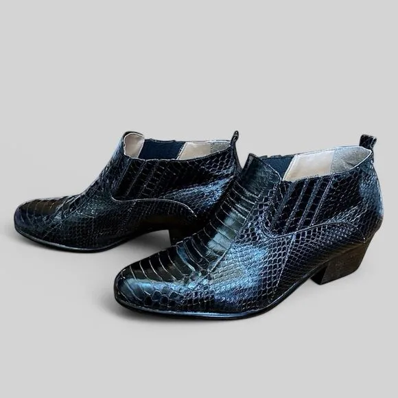 Giorgio Brutini Mens Ankle Boots Dress Shoes Sz 10 M GENUINE SNAKE SKIN Black