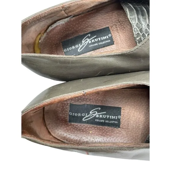 Giorgio Brutini Private Collection Men's Grey Snake Oxford Skin Shoes Sz 15