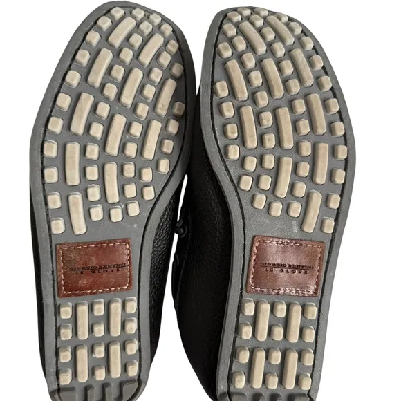 GIORGIO BRUTINI 'Trayce' Black Mens Leather Slip On Loafer Shoes, 9.5M