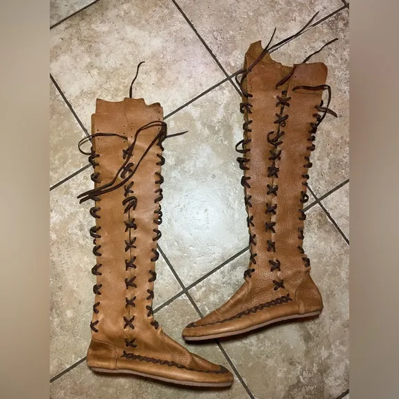 Gipsy Dharma Knee High Genuine Leather Boots Size US 7/8