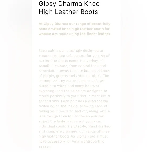 Gipsy Dharma Knee High Genuine Leather Boots Size US 7/8