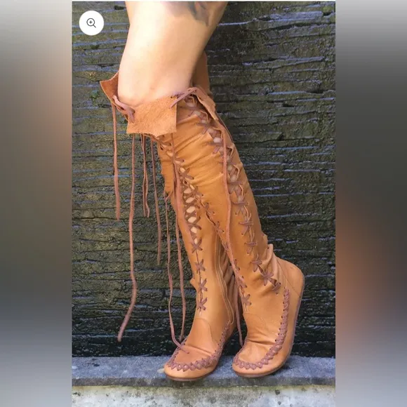 Gipsy Dharma Knee High Genuine Leather Boots Size US 7/8