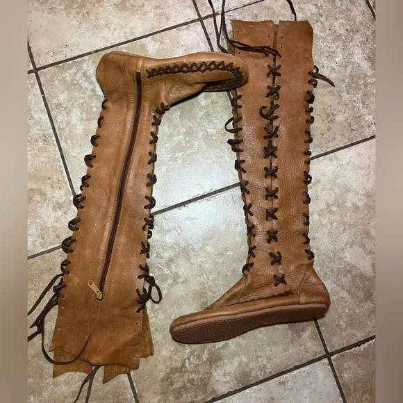 Gipsy Dharma Knee High Genuine Leather Boots Size US 7/8