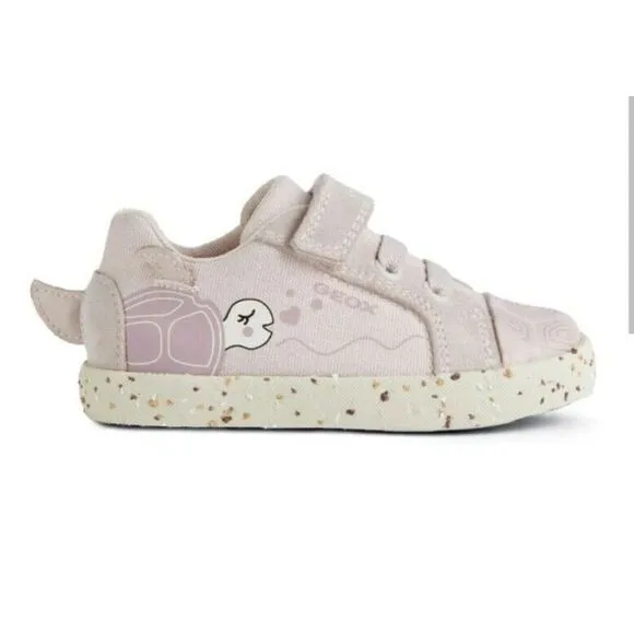 Girl's Geox Pink Rose Kilwi Sneakers 6.5 Canvas &amp; Suede Turtle Slip On