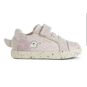 Girl's Geox Pink Rose Kilwi Sneakers 6.5 Canvas &amp; Suede Turtle Slip On