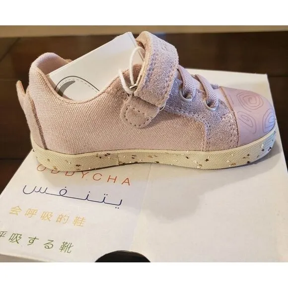 Girl's Geox Pink Rose Kilwi Sneakers 6.5 Canvas &amp; Suede Turtle Slip On