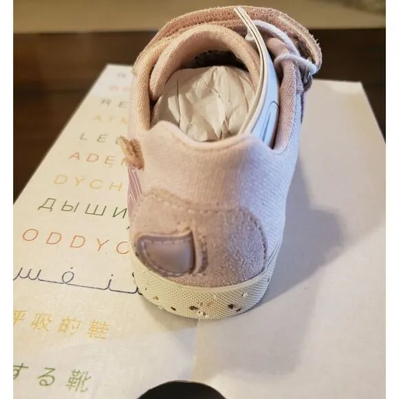 Girl's Geox Pink Rose Kilwi Sneakers 6.5 Canvas &amp; Suede Turtle Slip On
