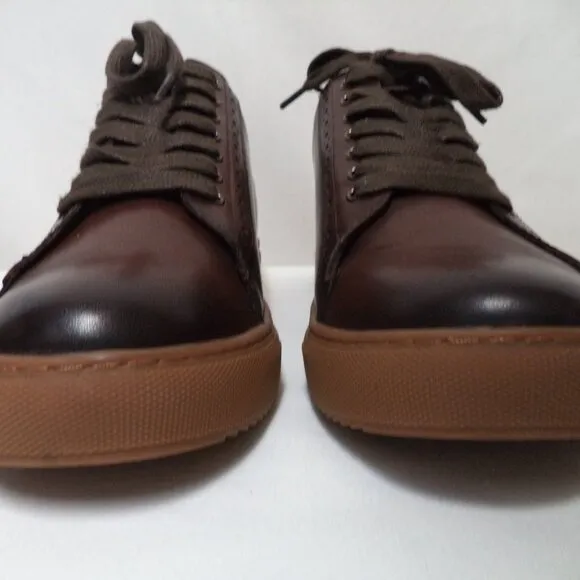 Gold Moral brown Leather Oxford Sneakers Elevator Height Adding Shoes Size Sz 10