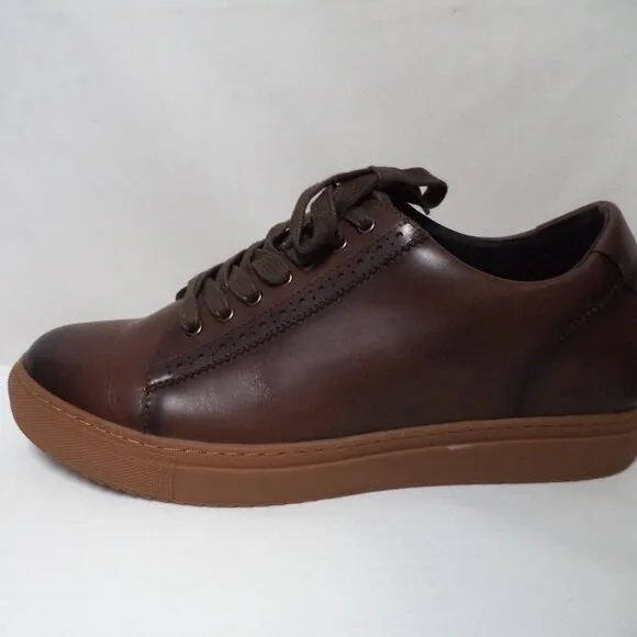 Gold Moral brown Leather Oxford Sneakers Elevator Height Adding Shoes Size Sz 10