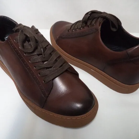 Gold Moral brown Leather Oxford Sneakers Elevator Height Adding Shoes Size Sz 10
