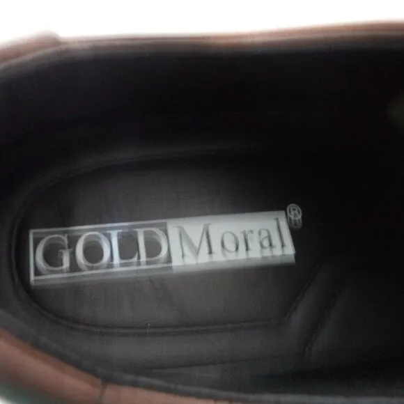 Gold Moral brown Leather Oxford Sneakers Elevator Height Adding Shoes Size Sz 10
