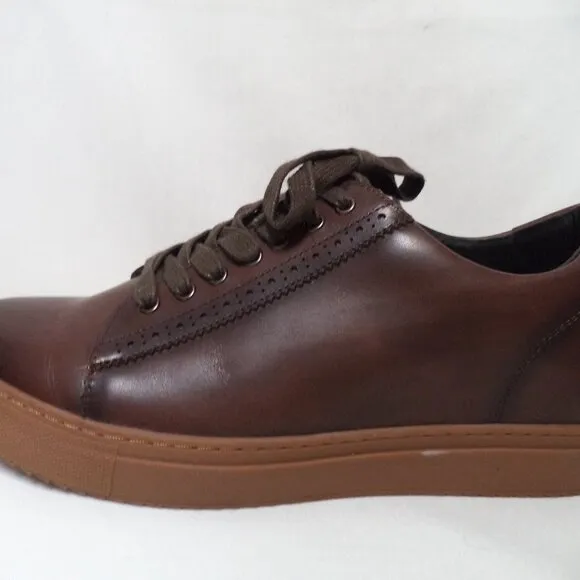 Gold Moral brown Leather Oxford Sneakers Elevator Height Adding Shoes Size Sz 10