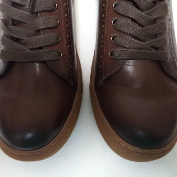 Gold Moral brown Leather Oxford Sneakers Elevator Height Adding Shoes Size Sz 10