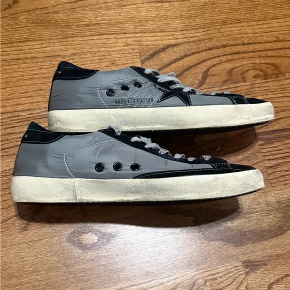 Golden Goose Black and Gray Sneakers with Retro Design