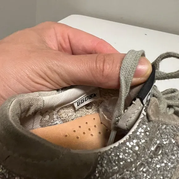 Golden Goose Kids Superstar Classic Silver Suede Glitter Sneakers  EU 29 US 12